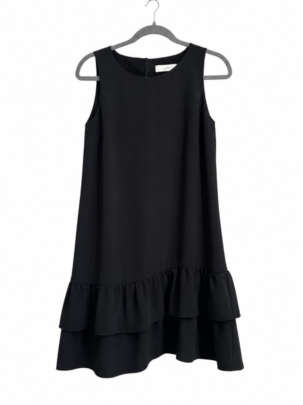 LOFT Black Ruffle Hem Shift Dress